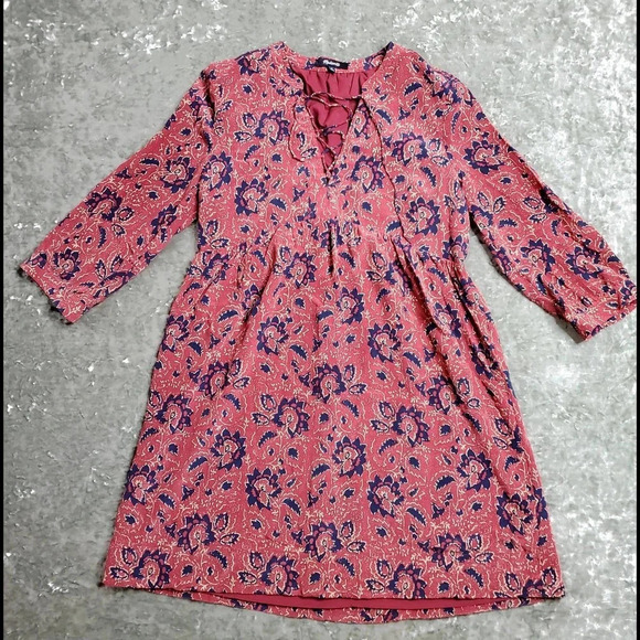 Madewell Silk Lace-Up Assam Floral Dress
